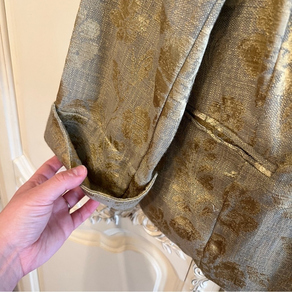 Nwt 3 Sisters Metallic Floral Open Front Blazer in Gold, Size Small - Picture 6 of 9